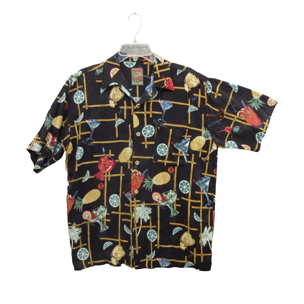 Island Collection Shirt Size Medium Hawaiian Bar Cocktails Drinking Party